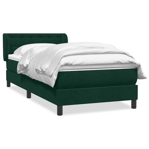 vidaXL Sommier à lattes de lit et matelas vert foncé 90x210 cm velours