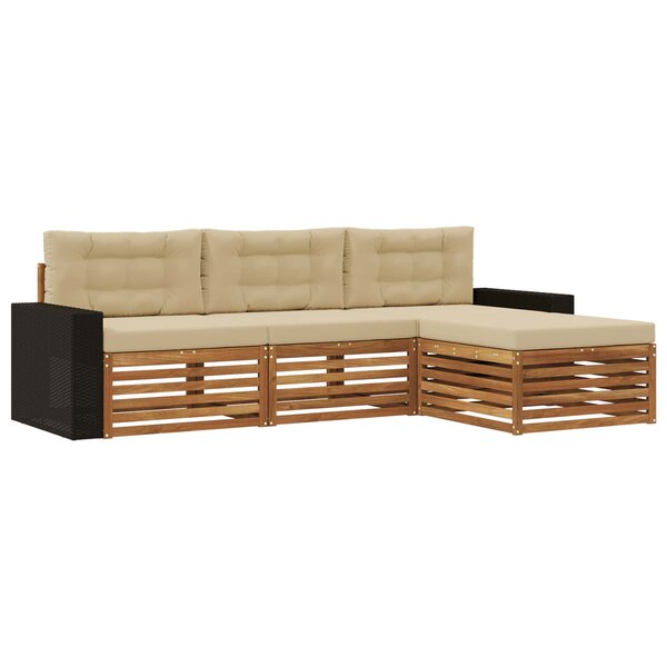 vidaXL Ensemble de canapés d'extérieur 4 Pièces Naturel et Beige