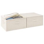 vidaXL Boîtes de rangement 2 Pièces Tissu 43x34x23 cm Crème
