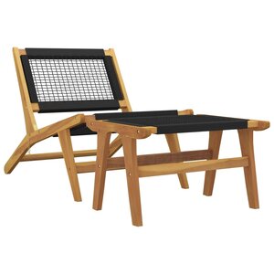 vidaXL Chaise de jardin et repose-pieds Bois teck solide et polyester