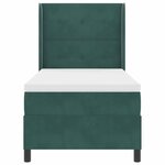 vidaXL Lit à ressorts avec tête de lit Vert foncé 100 x 200 cm Velours