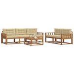 vidaXL Ensemble de canapés d'extérieur 6 Pièces Naturel et Beige