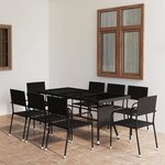 vidaXL Ensemble à dîner de jardin 9 Pièces Résine tressée Noir