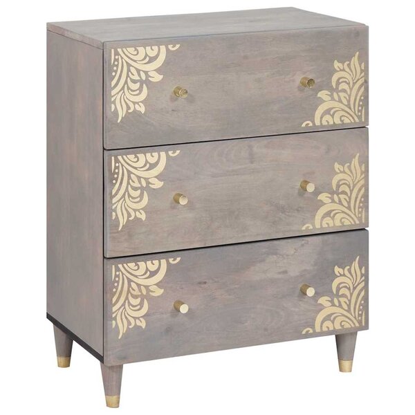 vidaXL Buffet Gris et or 60 x 33.5 x 75 cm Bois de manguier massif