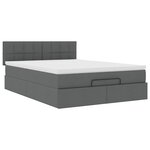vidaXL Lit ottoman avec matelas et LED gris foncé 140x200 cm tissu