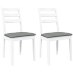 vidaXL Chaises à manger coussins 2 Pièces blanc bois massif caoutchouc