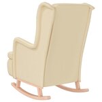 vidaXL Fauteuil et pieds à bascule en bois d'hévéa solide crème Tissu