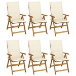vidaXL Chaises pliables de jardin lot de 6 avec coussins Bois d'acacia