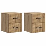 vidaXL Cabinet de chevet mural 2 pc Chêne artisanal 34 5 x 33 x 40 cm