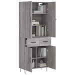 vidaXL Buffet haut Sonoma gris 69 5x34x180 cm Bois d'ingénierie
