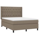 vidaXL Sommier à lattes de lit matelas et LED Taupe 140x200 cm Tissu