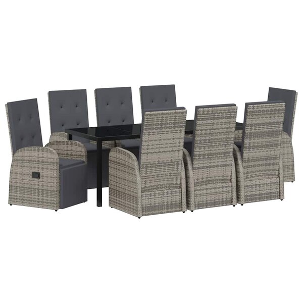 vidaXL Ensemble de salle à manger pour jardin 9 Pièces Gris polyrotin