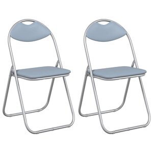 vidaXL Chaise pliante 2 pc Simili cuir Gris 48 x 43 5 x 81 cm