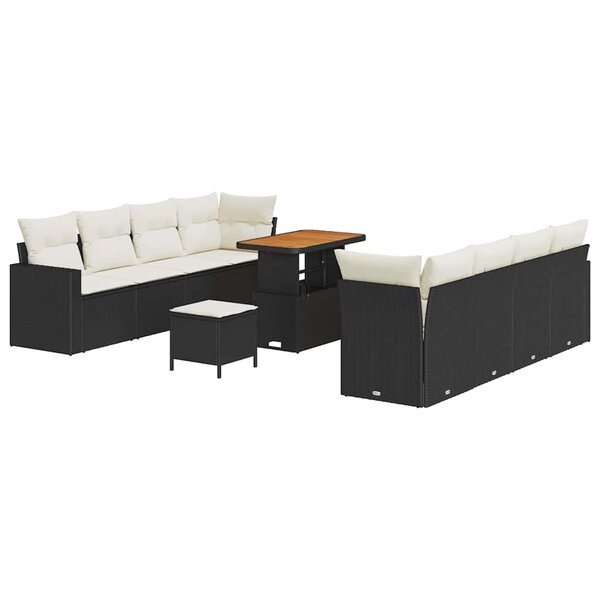 vidaXL Ensemble de canapé de jardin 11 Pièces Noir polyrotin