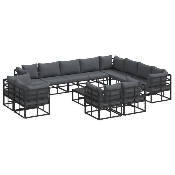 vidaXL Ensemble de canapé de jardin 13 Pièces Noir 70 x 70 x 32 cm