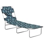 vidaXL Chaise longue avec coussin de tête Acier Motif de feuilles