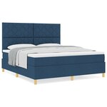 vidaXL Lit avec sommier et matelas bleu super king en tissu