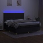 vidaXL Sommier à lattes de lit et matelas et LED Noir 180x200 cm Tissu