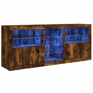 vidaXL Buffet avec lumières LED chêne fumé 181 5x37x67 cm