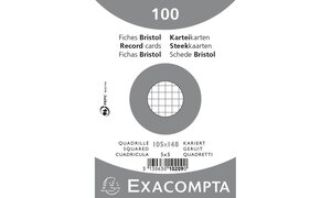 Paquet 100 fiches sous film - bristol quadrillé 5x5 non perforé 105x148mm EXACOMPTA