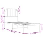 vidaXL Cadre de lit métal sans matelas avec tête de lit noir 80x200 cm