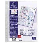Sachet De 10 Pochettes Perforées Pour Cartes De Visite 10 Emplacements - Polypropylène Lisse 11/100e - A4 - Cristal - X 10 - Exacompta