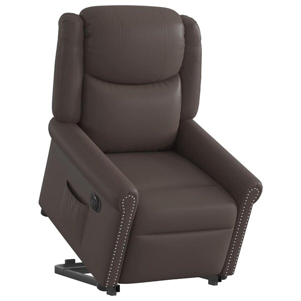 vidaXL Fauteuil inclinable électrique marron brillant similicuir