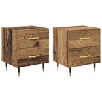 vidaXL Cabinet de chevet 2 Pièces Bois ancien 40 x 35 x 47.5 cm