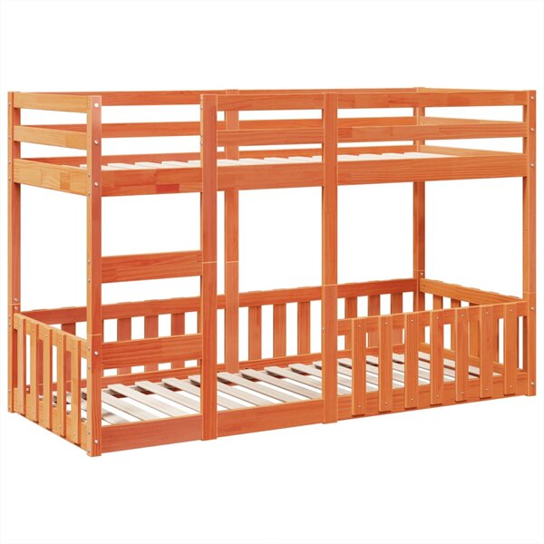 vidaXL Lit superposé cire marron 75x190 cm bois de pin massif