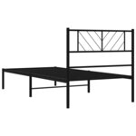 vidaXL Cadre de lit métal avec tête de lit noir 90x190 cm