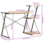 vidaXL Bureau avec étagère Noir et chêne 116x50x93 cm