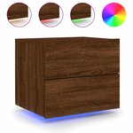 vidaXL Tables de chevet murales avec lumières LED 2 Pièces chêne marron