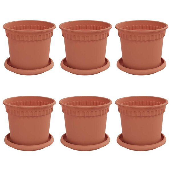 vidaXL Pots de plantes 6 Pièces Rouge brique Ø 15 x 12 cm Plastique