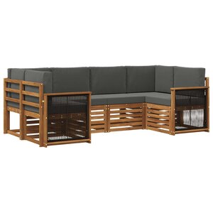 vidaXL Ensemble de canapé d'angle 5 Pièces Naturel et Anthracite