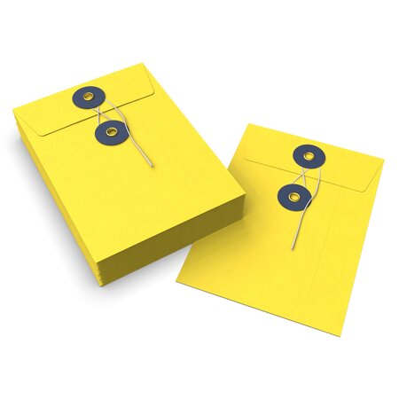 Lot de 20 enveloppes jaune + bleu marine à rondelle et ficelle 162x114