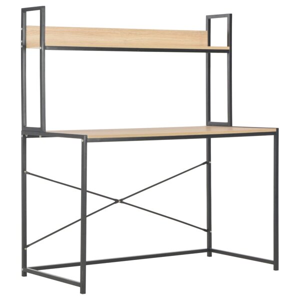 vidaXL Bureau d'ordinateur Noir et chêne 120 x 60 x 138 cm