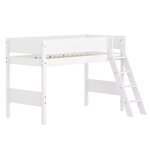 Flexa WHITE Lit sureleve avec echelle inclinee 90 x 200 cm Barriere pleine Blanc