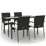 vidaXL Ensemble à manger de jardin coussins 5Pièces Noir Résine tressée
