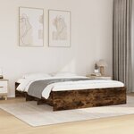 vidaXL Cadre de lit sans matelas chêne fumé 160x200 cm bois ingénierie