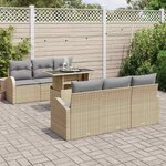 vidaXL Ensemble de canapé de jardin 7 Pièces Beige Poly rotin