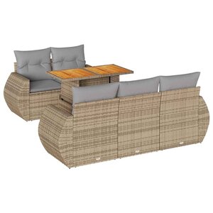 vidaXL Salon de jardin avec coussins 6 Pièces beige résine tressée