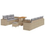 vidaXL Ensemble de canapé de jardin 10 Pièces Beige polyrotin