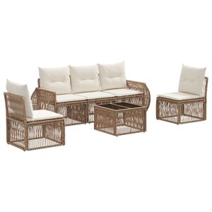 vidaXL Ensemble de canapé de jardin 6 Pièces Beige et blanc crème