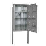 Bloc collectif Leabox  2x4  grade 3  simple face  Extérieur  fixation sur pieds à sceller  Gris poussière RAL 7037 finition brillante