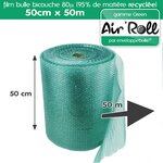 Lot de 20  rouleaux de film bulle d'air recycle largeur 50 cm x longueur 50 mètres - gamme air'roll green de la marque enveloppebulle
