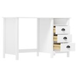 Bureau table poste de travail meuble d'ordinateur informatique étude avec 3 tiroirs 120 x 50 x 74 cm bois pin massif blanc 02_0023857