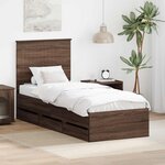 vidaXL Cadre de lit avec tiroir Chêne brun 75 x 190 cm Bois Ingénierie