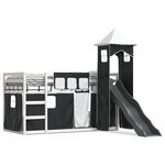 vidaXL Lit superposé sans matelas avec toboggan blanc noir 90x190 cm