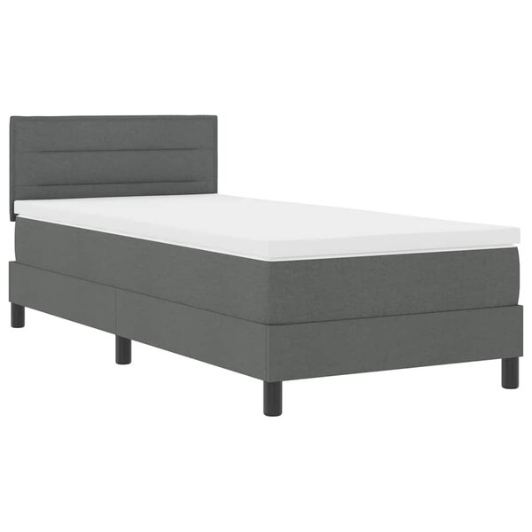 vidaXL Lit à ressorts avec matelas Gris foncé 90 x 200 cm tissu