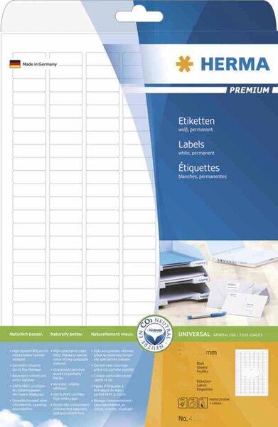 Boite de 2800 etiquettes premium, 25 feuilles a4 25,4 x 16,9 mm, blanc herma